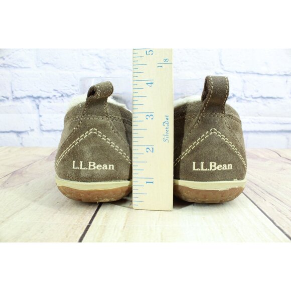 LL Bean Mountain Slippers Moccasin Suede Dark Cement Size 9 M - Picture 5 of 8